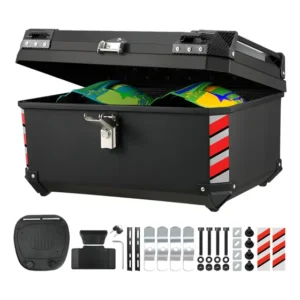 Baú De Moto 65l Top Case Com Encosto Acomodar 2 Capacetes