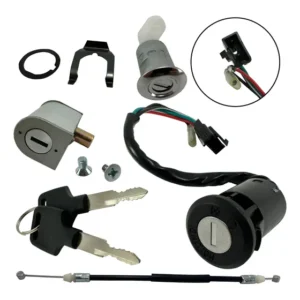 Kit Chave Conjunto Ignição Contato Cabo Trava Banco Pop 100