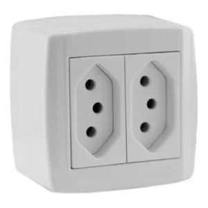 Conjunto 2 Tomada Sobrepor 10a 250v Monobloco - Ilumi 84120 Cor Branco