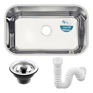 Cuba Pia Cozinha Inox 430 No2 56x34x14 Kit Válvula Sifão