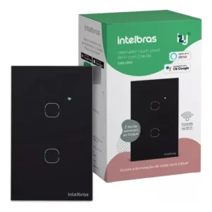 Interruptor Smart Inteligente Touch Wi-fi 2 Tecla Ews 1002 Cor Preto