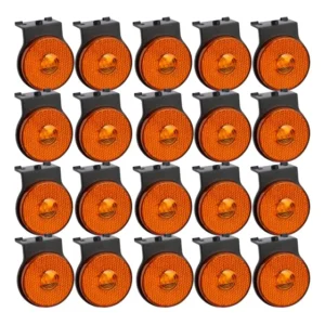 20 Lanternas Lateral Led 85mm Saida De Fios E Suporte Âmbar