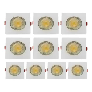 Kit 10 Spot 5w Quadrado Embutir 9cm Luz Amarela 3000k Bivolt