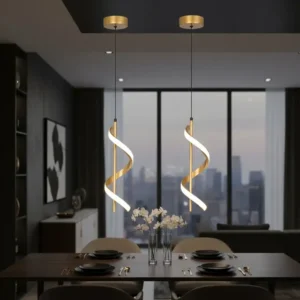 Luminária Pendente Espiral Dourado Bivolt Inovador Com 2