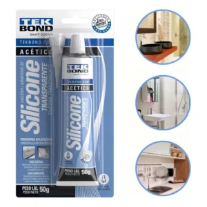 Cola Adesivo de Silicone Acético Transparente Multiuso Tekbond 50g Cor Incolor