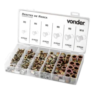 Jogo De Rebites De Rosca M3 A M10 Com 150 Vonder