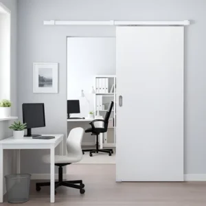 Porta Correr Madeira Primer 2,10x0,90 C/ Kit Alumínio Branco