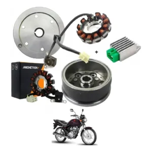 Kit 3 Pças Fan125 2009 Volante Estator Retificador Magnetron