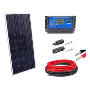 Kit Painel Placa Energia Solar 155w Motor Home 12 Volts Cor Azul Voltagem De Circuito Aberto 24.46v Voltagem Máxima Do Sistema 20.46v