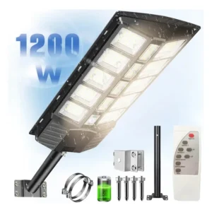 Luminária Solar Poste Led Controle Remoto Refletor 1200w C/sensor Frio