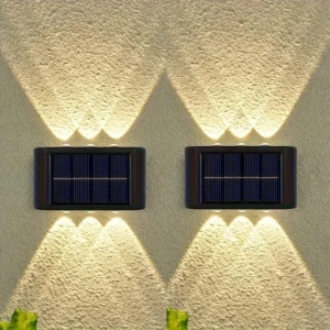 Kit 2 Luminárias Solares De Parede Para Jardim Externo