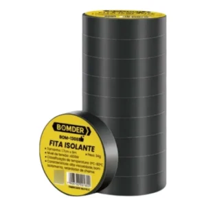 Kit 10 Fitas Isolante Antichamas Preta 9 Metros X 17mm Cor Preto Lisa
