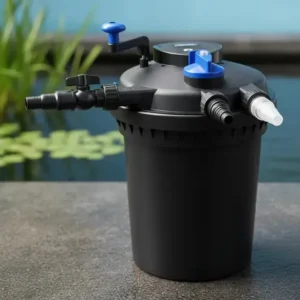 Filtro Canister Pressurizado 10.000 L/h Fish Prime Externo Lago Carpa Peixe Tanque Purificador Clarificadora Esterilizador Germicida Lâmpada Uv 11w Controle Algas Verdes Retrolavagem Manual Manivela
