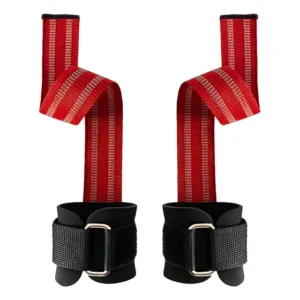 Par Tala Straps Com Munhequeira Para Academia Costas Punho Musculação Luva 100% Algodão Cor Vermelho