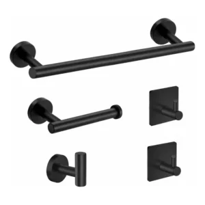 Kit Acessórios Banheiro Preto Toalheiros 5 Peças Yesop