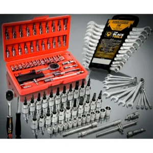 Kit Soquetes Com Catraca 46 Peças + Jogo 12 Chaves + Maleta