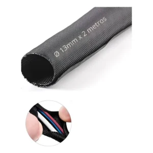 Malha Auto Fechamento 13mm X 2 Metros P/ Cabos E Mangueiras Cor Preto