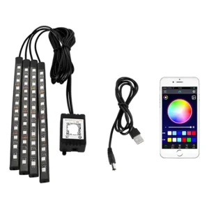 Kit Iluminação Interior Carro Luz Led Aplicativo Entrada Usb