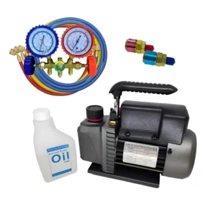 Kit Refrigeração Veicular Manifold Com Engate + Bomba Vácuo