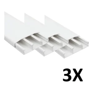 Canaleta kit 3 canaletas 3 divisórias PVC 2m branco com fita dupla face