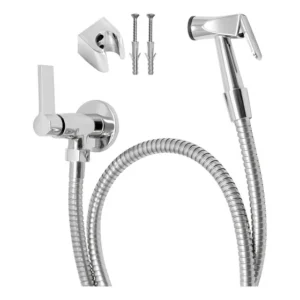 Ducha Higiênica Banheiro 100% Metal Completa Cromada Suporte