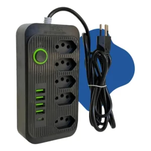 Extensão Filtro De Linha 5 Tomadas 4 Usb + 1 Usb-c Bivolt 2m