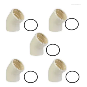 Kit 5 Joelhos 45° 100mm Esgoto Mais Anéis Vedação Completo