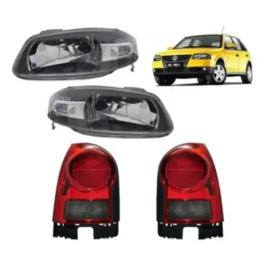 Kit Farol Gol G4 Mascara Negra + Par Lanterna Traseira Fume