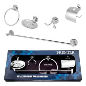 Kit Acessórios Para Banheiro Aço Inox 5 Peças