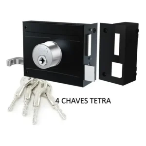 Fechadura para portão Sobrepor Stam 1701/100 Tetra C/4 Chaves Inox