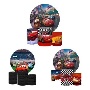 Painel Redondo E Capas De Cilindro Sublimados Carros
