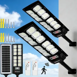 Kit 2 700w Luminaria Poste Solar Potente Com Sensor