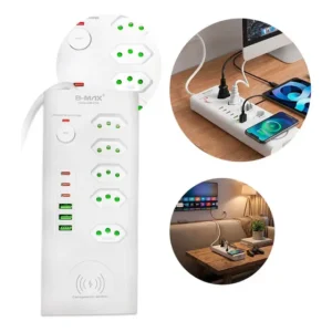 Filtro de Linha B-Max 5 Tomadas 2m 3 USB Carregamento Wireless