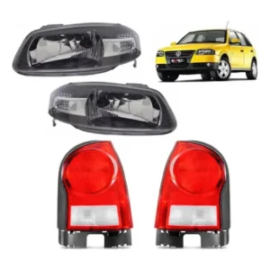 Kit Farol Gol G4 Mascara Negra + Par Lanterna Trasei Bicolor