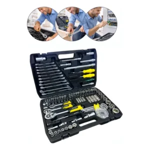 Kit Ferramenta Profissional Mecanico Soquete Catraca 124 Pçs