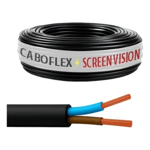 Fio Cabo Pp 1,5mm Flexivel 2x1,5mm 2 Vias Rolo 100 Metros Para Extensão Cor Preto Marca Screen Vision