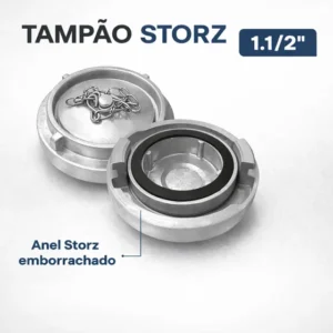 Tampão Storz 1.1/2 Alumínio Com Corrente E Anel Emborrachado Acro Incêndio / O.t Tampa Engate Storz Para Hidrante Rede De Incêndio Conexão 1 1/2