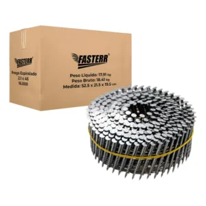 Prego Coil Esp 2,1 X 45 Cx C/ 16.000 - Fasterr Comprimento 2.54 Cm Diâmetro Nominal 2.54 Cm