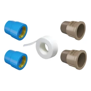 Kit 2 Luva Azul 25m 3/4 + 2 Adaptador Registro De Chuveiro