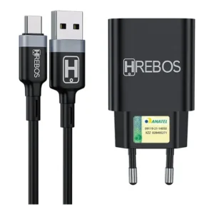 Carregador Turbo USB-C Hrebos Para Samsung A12 A22 A32 A52 Preto