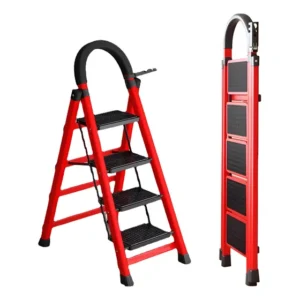 Escada Multifuncional Aço Carbono Dobravel De 4 Degraus