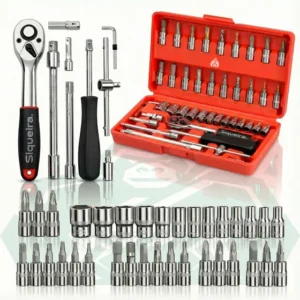 Jogo De Soquete S Siqueira Aço Crv 1/4 Catraca Chave Allen Fenda Philips Com Maleta Kit 46 Peças Ferramentas Profissional Completa