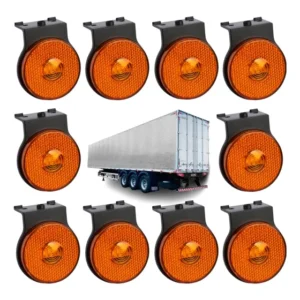 10 Lanternas Led 65mm Saída Fios C Suporte Cor Âmbar Carreta