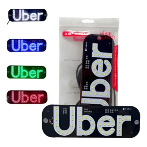 Placa Uber Painel Letreiro Luminoso Led Vidro Para-brisa