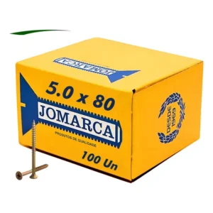 Parafuso Philips Para Madeira Chipboard Cabeça Chata 5,0 X 80 Caixa 100 Unidades Jomarca