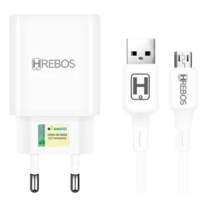 Carregador Hrebos de Parede Rápido com Cabo Micro-USB V8 Samsung Branco
