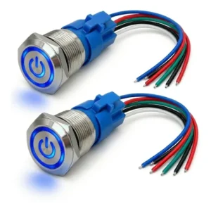 Par 2 Botão Liga Desliga Led Som Automotivo Trava E Chicote