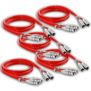 Kit 5 Cabos Rca Duplo 1 Metro Blindado Profissional Stetsom
