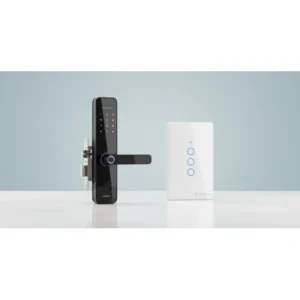 Kit Primebras: Fechadura Digital Wifi Biometria E Senha P6002 + Interruptor Inteligente 3 Botões Touch