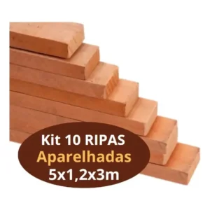 Kit 10 Ripas De Madeira Cambará Aparelhada 5x1,2x3m